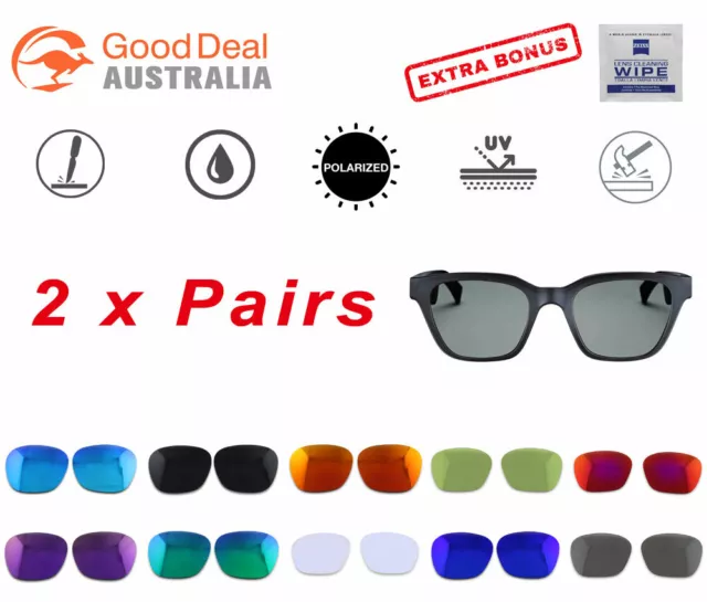 2 x Polarized Replacement Lenses For-Bose Frames Alto Audio Sunglasses Size M/L