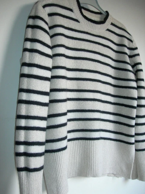 Pull Bérénice Rayures Beige Et Marine - Taille M, Occasion Très Bon état - Style Décontracté