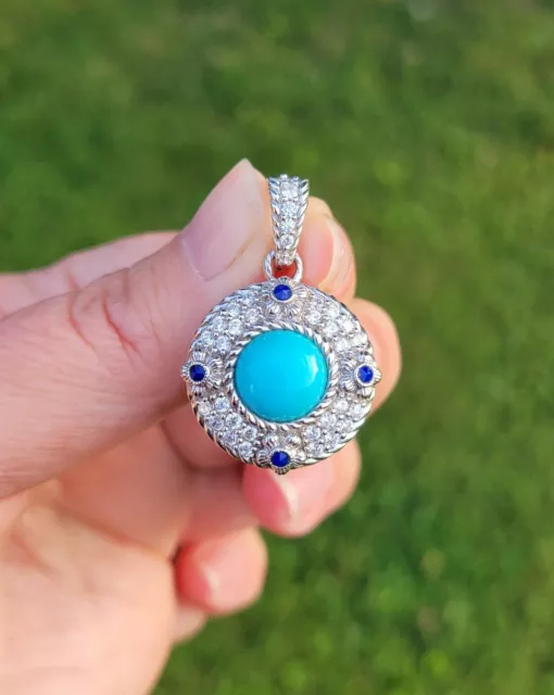 Judith Ripka Pendant Enhancer Sterling Silver Turquoise Lapis Diamonique Circle Judith Ripka Pendant Enhancer Sterling Silver Turquoise Lapis Diamonique Circle