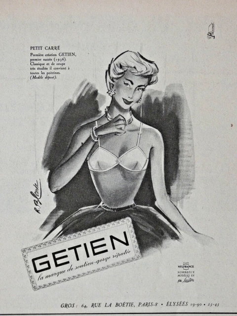Publicité De Presse 1956 Getien Soutien-Gorge Petit Carré Première Création