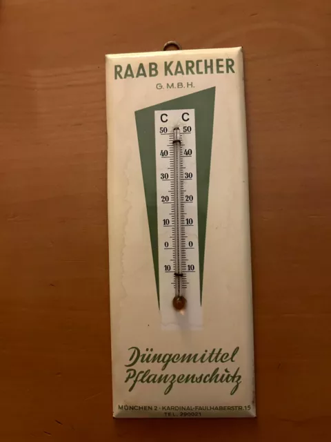 Werbe-Zimmer-Thermometer aus den 70 er Jahren, Raab Karcher München