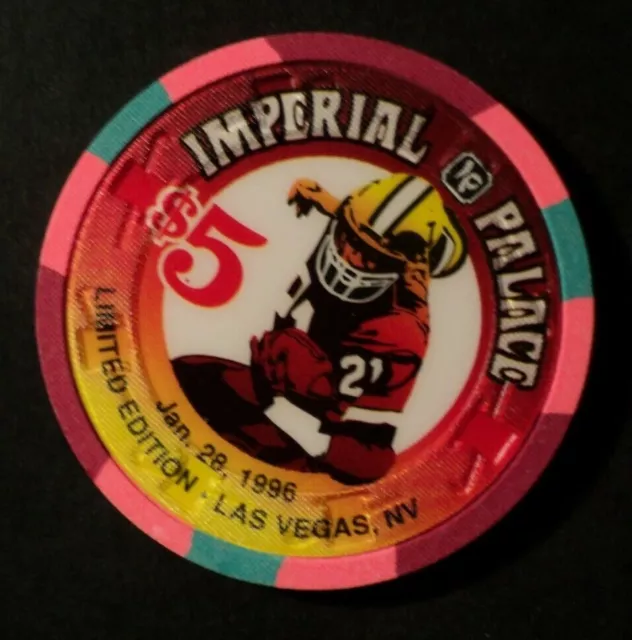 Las Vegas Imperial Palace Vegas  Casino $5 Football 1996  Chip Auct#4246