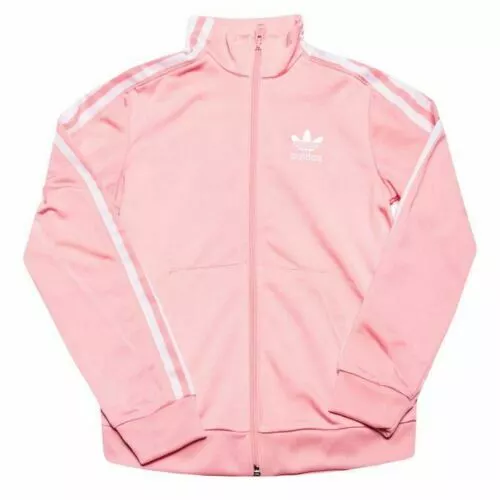 girls adidas track top Originals regular fit jacket pink junior zip not hoodie