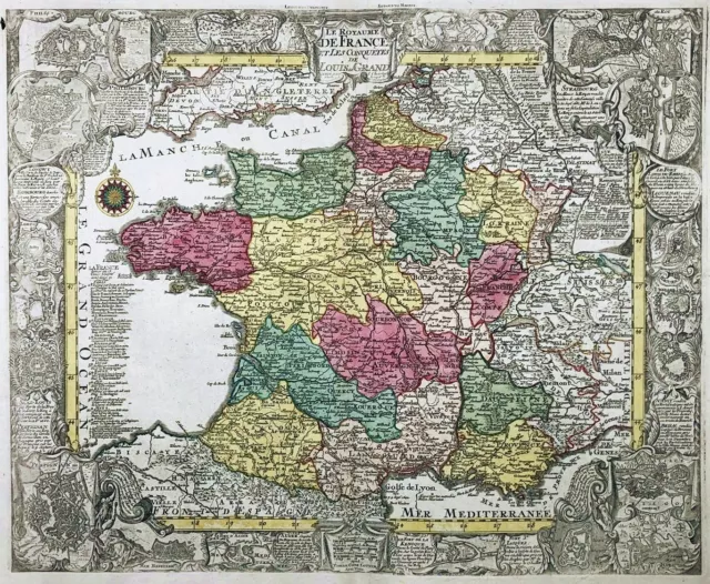 France Frankreich fortification Lotter carte map Karte gravure 1760