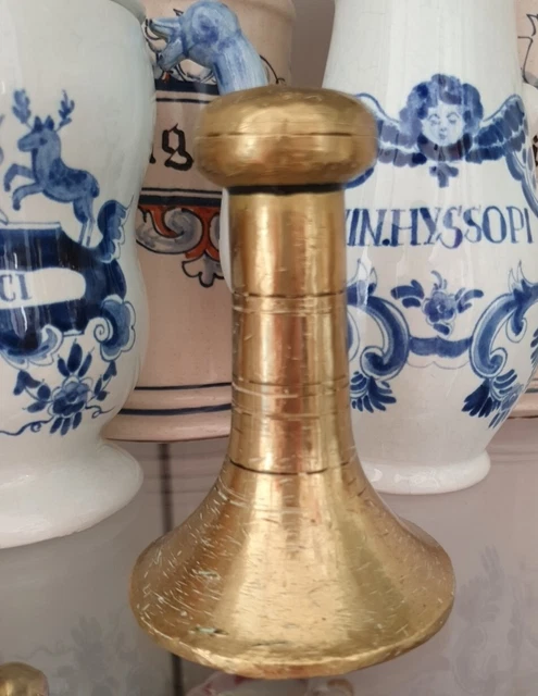 (K26) Alter Seltener Apotheker Pistill Stößel Messing Bronze Höhe 10,5m 907gr