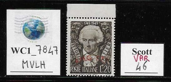 WC1_7847. TRIESTE FTT. Variety of 1949 VITTORIO ALFIERI. Scott 46. MVLH