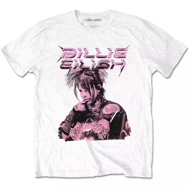 T-shirt unisex Billie Eilish - illustrazione viola - cotone bianco