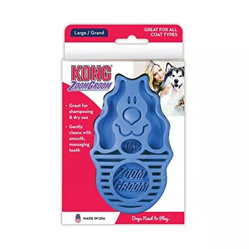 Kong Massagebürste Haarentferner Bürste Zoom-Groom 29020 für Hund und Katze Blau 2