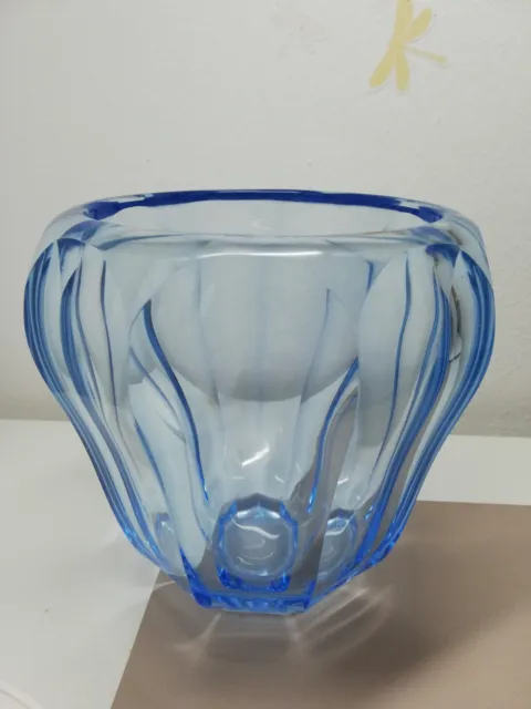 Art Deco Kristallglas Vase Blau Böhmen?