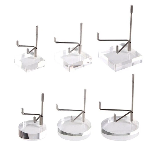 ACRYLIC DISPLAY STAND Clear Easel Shelf w/ Adjustable Metal Arm Display ...