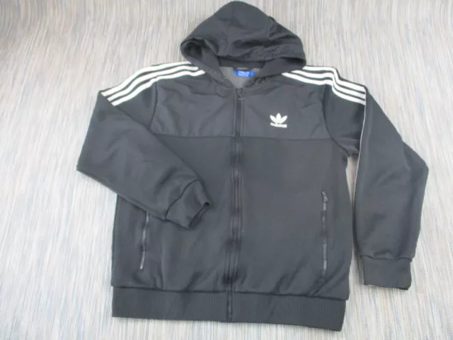 Adidas Hoodie Herren groß mit durchgehendem Reißverschluss drei Folien Logo schwer schwarz 2016 Taschen