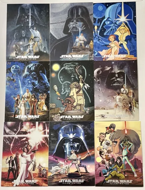 9-card SET ONE SHEET POSTER ART 2013 Topps STAR WARS ILLUSTRATED A NEW HOPE