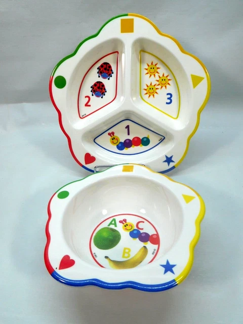 Tazón de melamina Baby Einstein ABC's 123's 123's y placa dividida colores antideslizantes