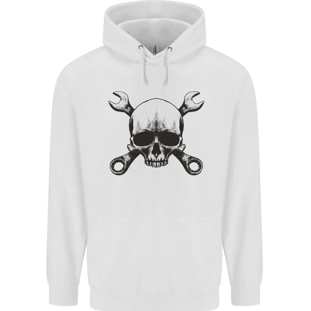 Spanner Skull Mechanic Car Biker Motorcycle Childrens Kids Hoodie