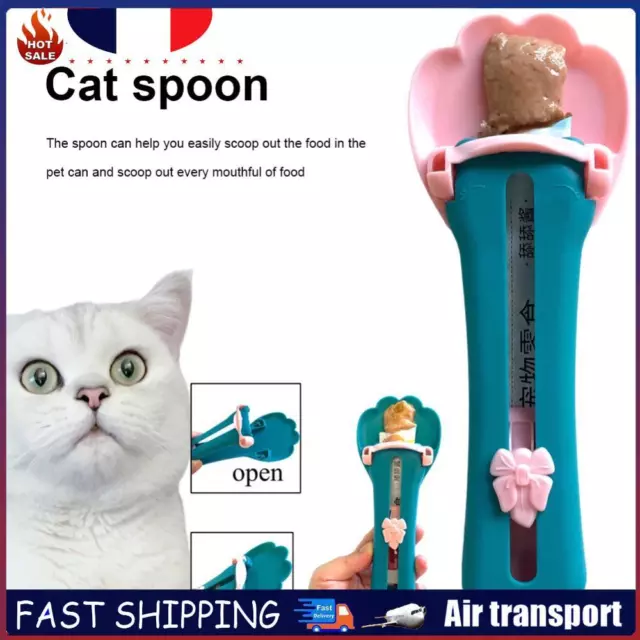 Plastic Cat Strip Squeezer Treats Scoop Button Pushed Cat Feeder Pet Accessories