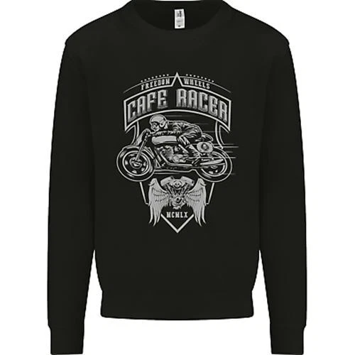 Freedom Wheels Cafe Racer Biker Motorcycle Mens Sweatshirt Jumper
