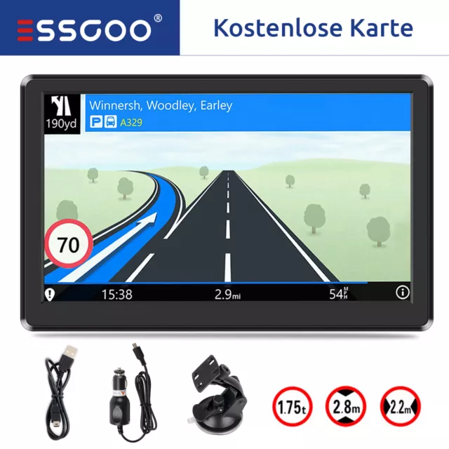 ESSGOO 7 Zoll Auto LKW GPS Navigationsgerät Tragbar Navi Kostenlose DE-EU-Karte