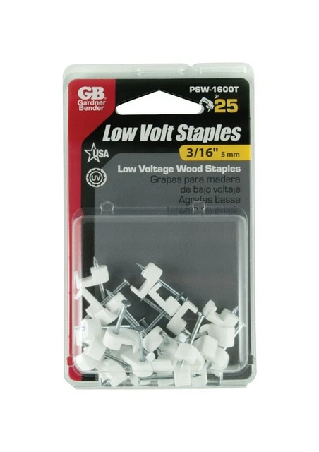 Gardner Bender 3/16 in. W Plastic Insulated White Low Volt Staples 25 pk
