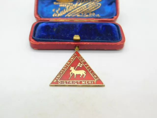 Sterling Silver & Enamel Manchester Odd Fellows Fob Medal Vintage 1963