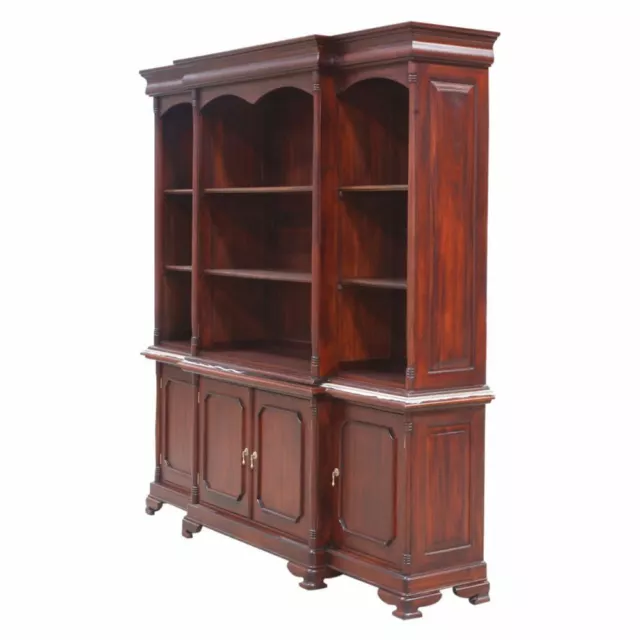 Solid Mahogany Large Antique Vanessa Style 3 Door Display Cabinet / Bookcase