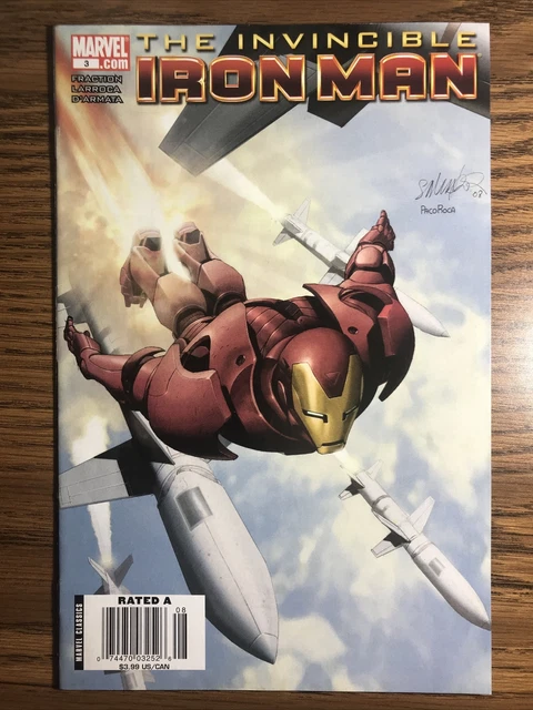 THE INVINCIBLE IRON MAN 3 RARE NEWSSTAND Salvador Larroca Cover MARVEL 2008