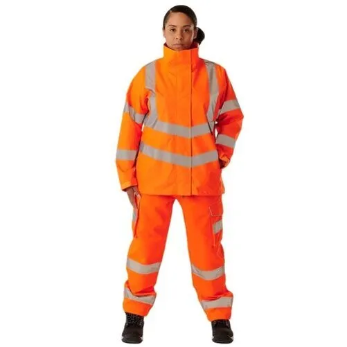 Women's Hi Vis Padded Water-Resistant Orange Jacket -High Visibility Safety Coat