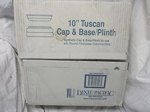 10" Tuscan Cape & Base Plinth Color White for Fiberglass Columns Only
