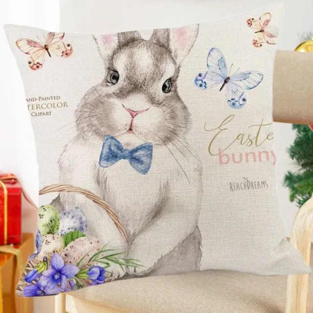 Sofa Home Party Eggs Easter Pillowcase Rabbit Bunny Pillow Cover Cushion Case