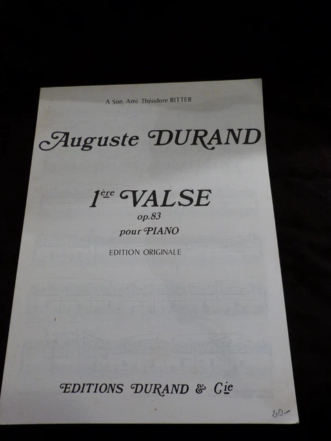 "Partition 1 ère Valse pour piano op 83 Auguste Durand Music Sheet"