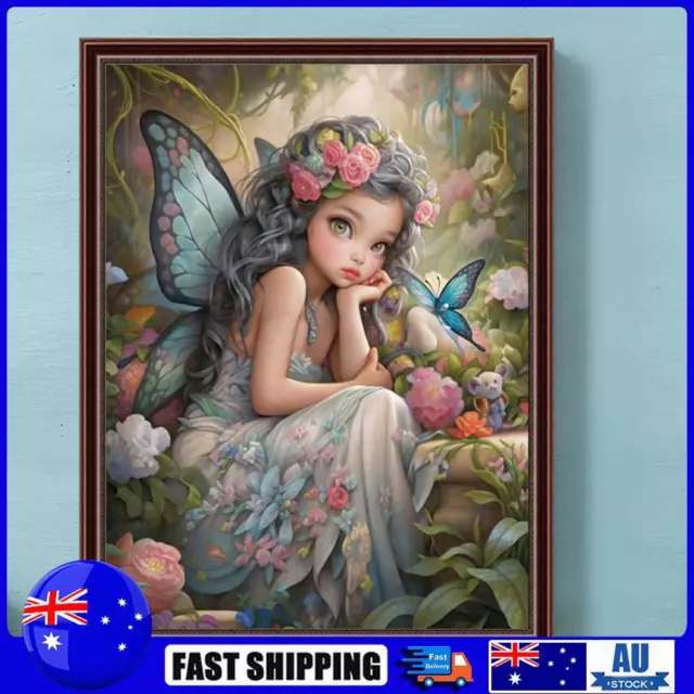 5D DIY Full Round Drill Diamond Painting Butterfly Girl Home Decor Art 30x40cm