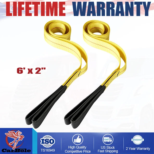 2PCS 6' x 2" Nylon Sling Lift Tow Strap Rope Chain Lifting Hoist 9000LBS Max Web