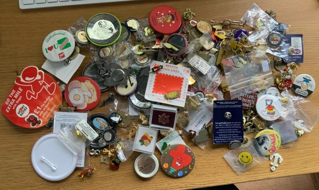 Job Lot 1kg/200+ Pin Badges Mixed Bundle Assorted Various Lapel Enamel Vintage 4