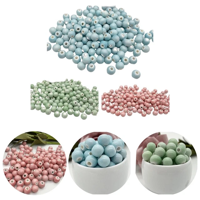 Perlen Schmuck 6 Mm Blau/grün/rosa DIY Für Armbänder/ Halsketten Keramik