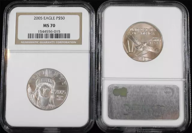 2005 $50 1/2 Ounce .9995 Mint State Platinum Eagle NGC MS 70 Standard Gold Label