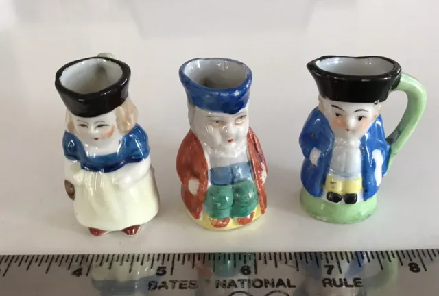 Lot of 3 Vintage  Miniature Toby Figure Mugs Made in Occupied Japan 1950s