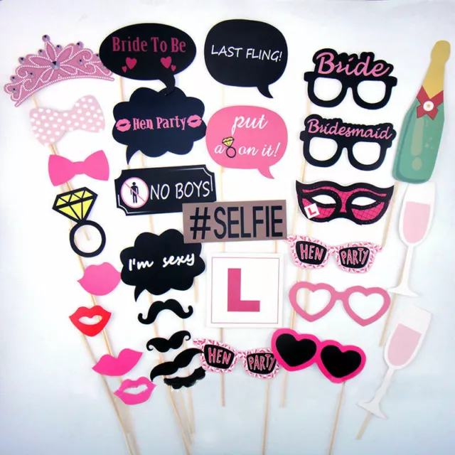 Hen Party Games Night Accessories Selfie Kit Photo Booth Props Bride To Be UK
