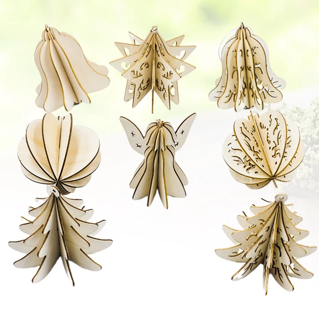 8 stücke Nette Weihnachten Hängen Dekor Holz Hohl Wandbehang Ornament