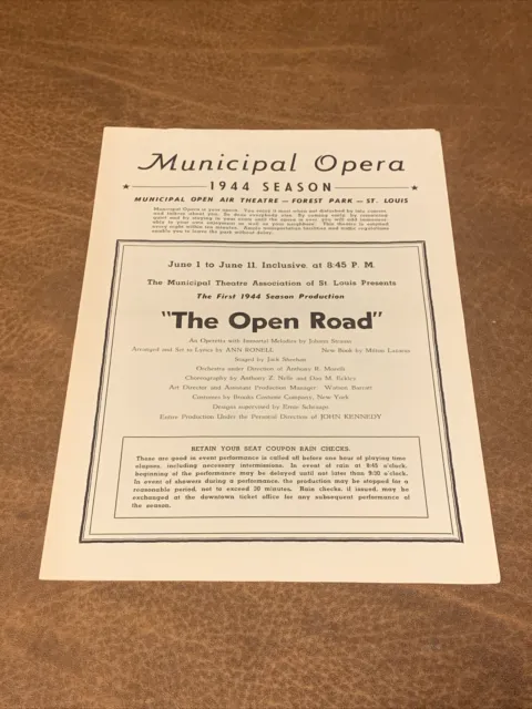 Vintage Rare - Municipal Theatre Association of St. Louis Opera Playbill 1944