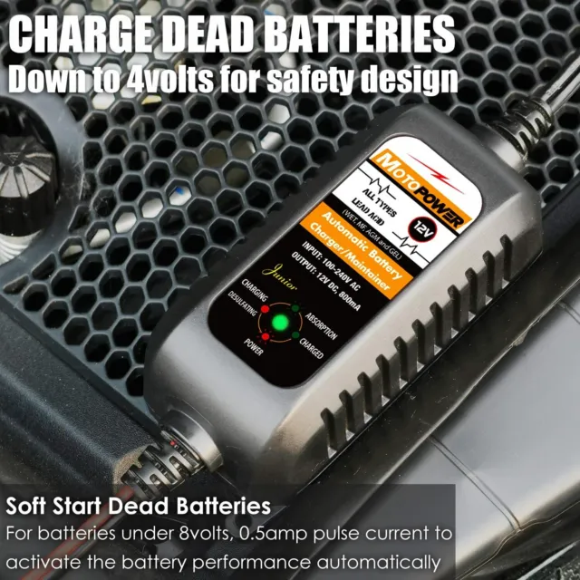 Chargeur De Batterie Voiture Moto Bateau ATV RVS Automatique Economie D'Energie 2