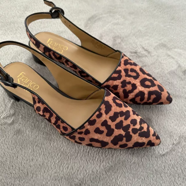 Franco Sarto Vickie Animal Print Pointed Toe Slingback Flats Shoes 8