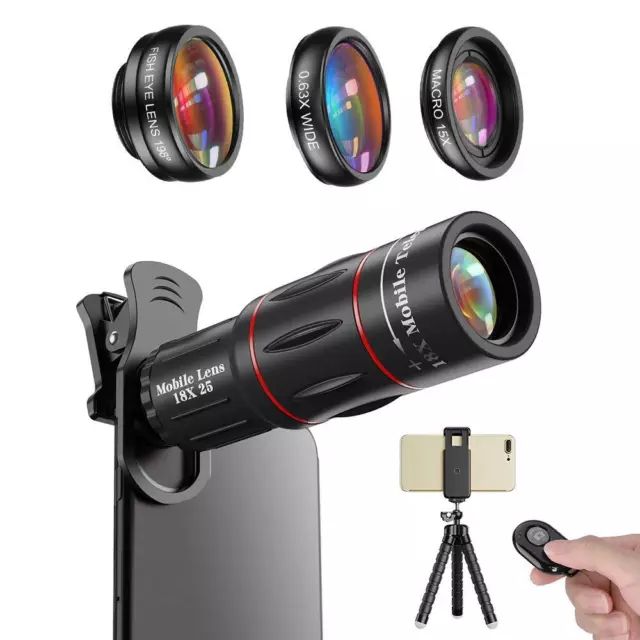 APEXEL 18X Zoom Lens Optical Clip Telephoto Telescope Cell Phone Camera Lens kit