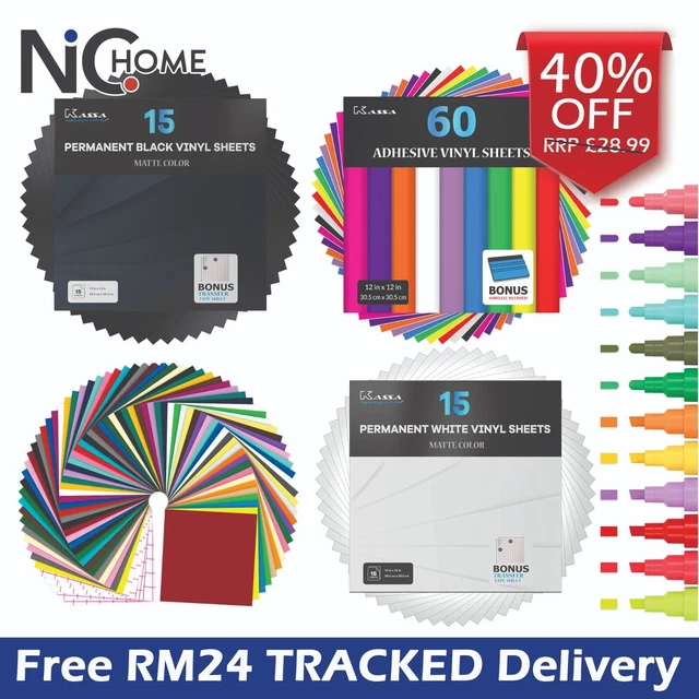 SELFADHESIVE VINYL SHEETS for Sign Making Cricut Bundle White Black