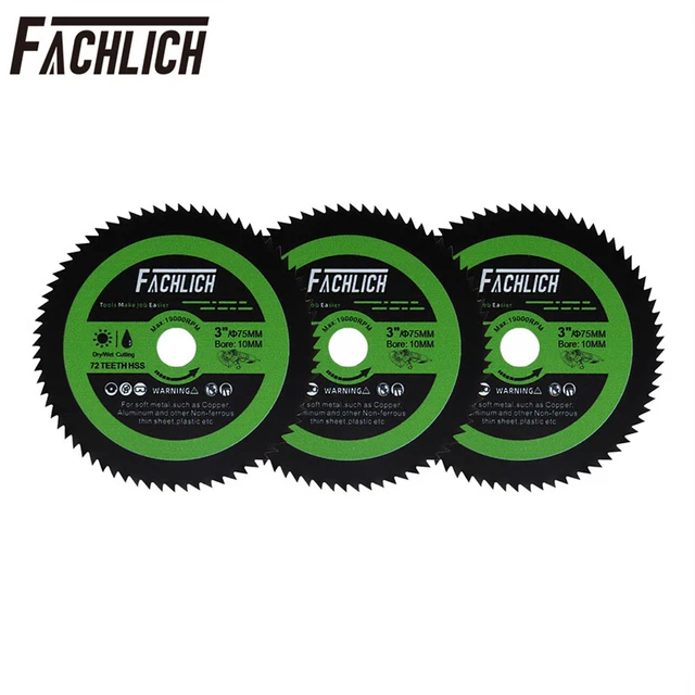 3 piezas Sierra de rueda de corte de acero de alta velocidad de 3"/75 mm Hoja de corte cobre metal aluminio