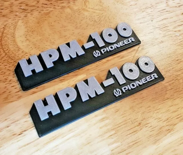 Pioneer HPM-100 Speaker Badge Emblem Logo Name Plate pair reproduction 2