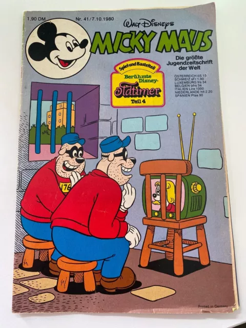 Disney Micky Maus Ehapa Heft Nr. 41 Comic 07.10.1980 Vintage - mit Beilage