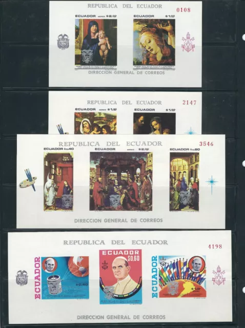 ECUADOR 1969 POPE PAUL VI, EUCHARISTIC CONGRESS 4 sheets (Sc 772e/f 773e/F) MNH