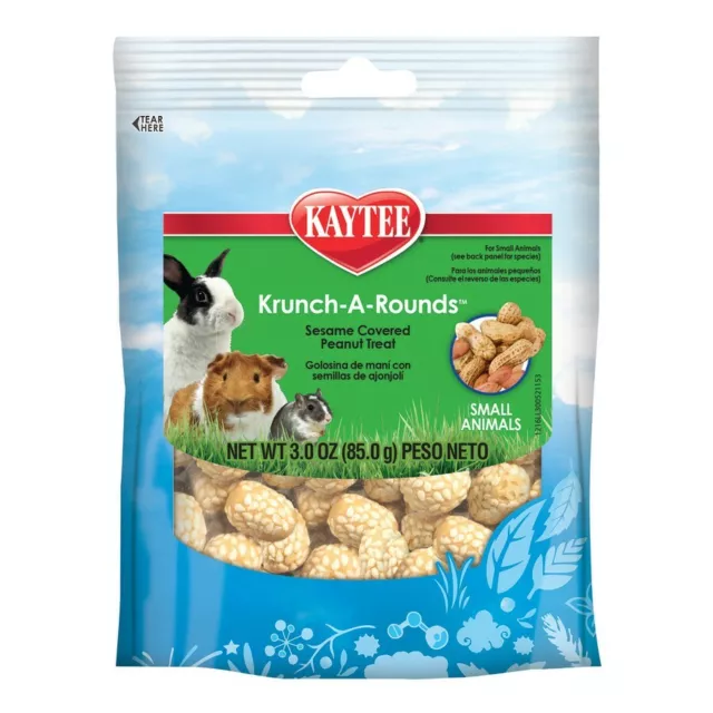 Kaytee Krunch-A-Rounds Sesame Covered Peanut Treat for Small Animals, 3 oz