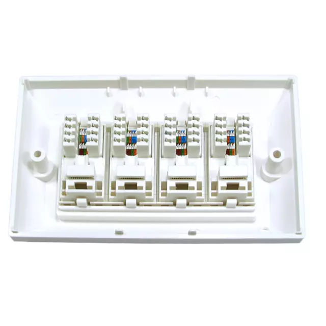 RJ45 Face Plate Wall Socket Cat6 Ethernet Double Gang 4 Port with Keystones 2