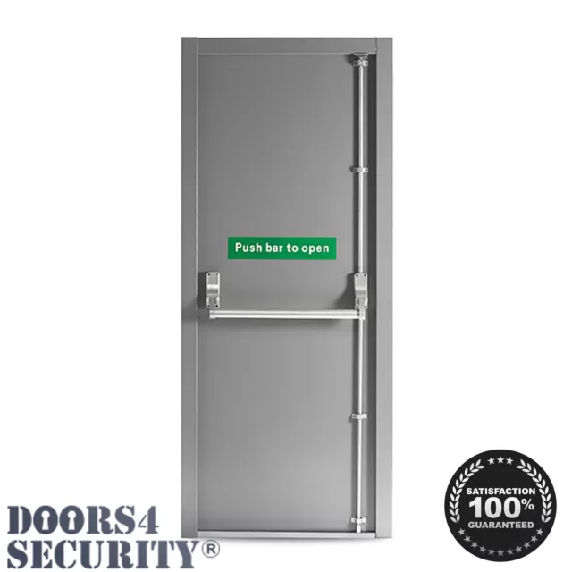 Fire Exit Door With 2 Point Panic Bar Single Heavy Duty Stock Grey