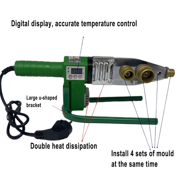 Saldatrice Per Tubi PPR/PE/PP - 1500W, Con Display LED, Per Idraulica Fai Da Te, Con Testine E Accessori - Foto 5